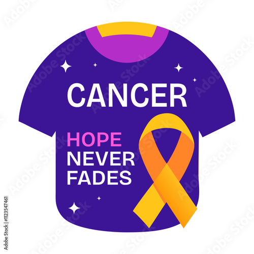Cancer shirt with hope never fades text, flat sticker 