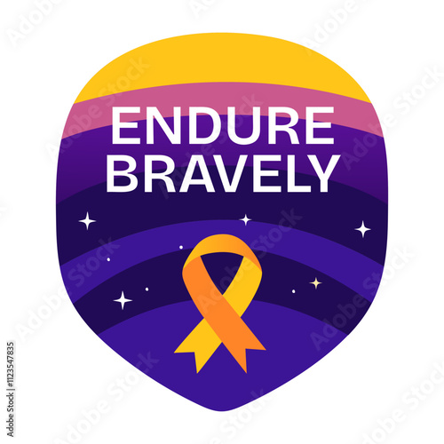 A flat style sticker of endure bravely typography 