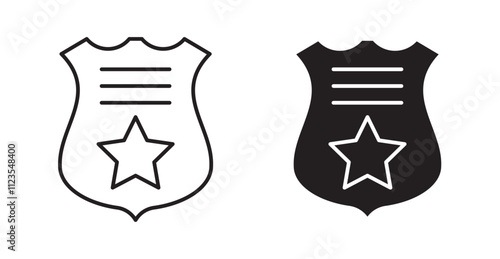 Police badge Filled flat icons set for apps and web ui designs.