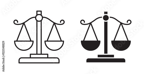 Scales of justice Filled flat icons set for apps and web ui designs.