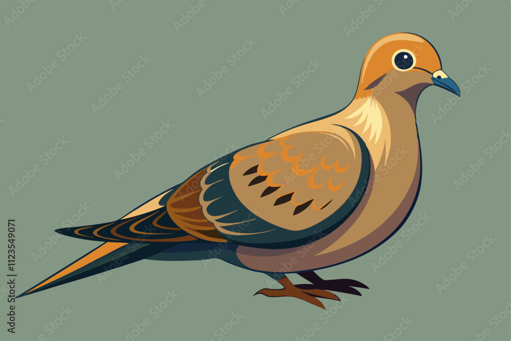 Fototapeta premium Mourning Dove bird vector art illustration.