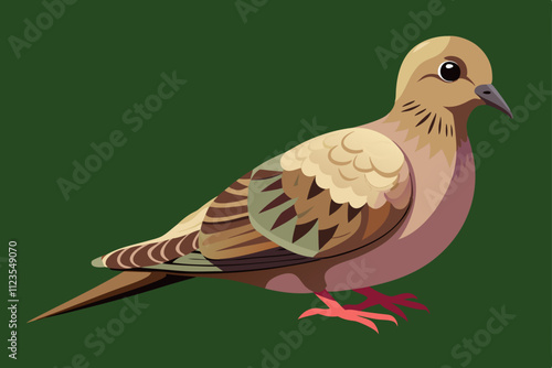 Mourning Dove bird vector art illustration.