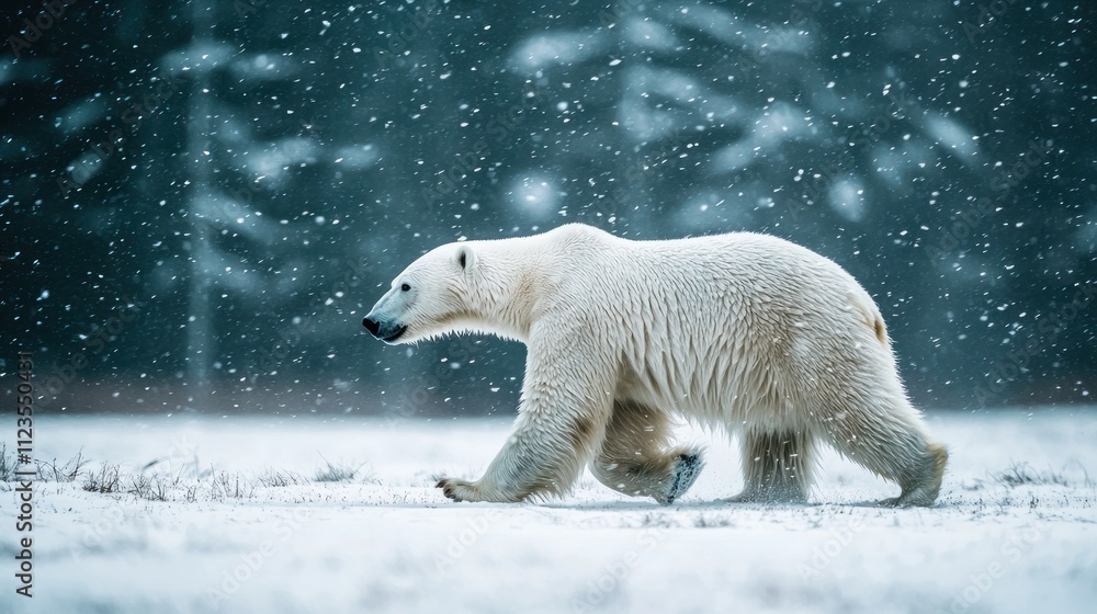 Fototapeta premium Majestic Polar Bear in Winter Wonderland
