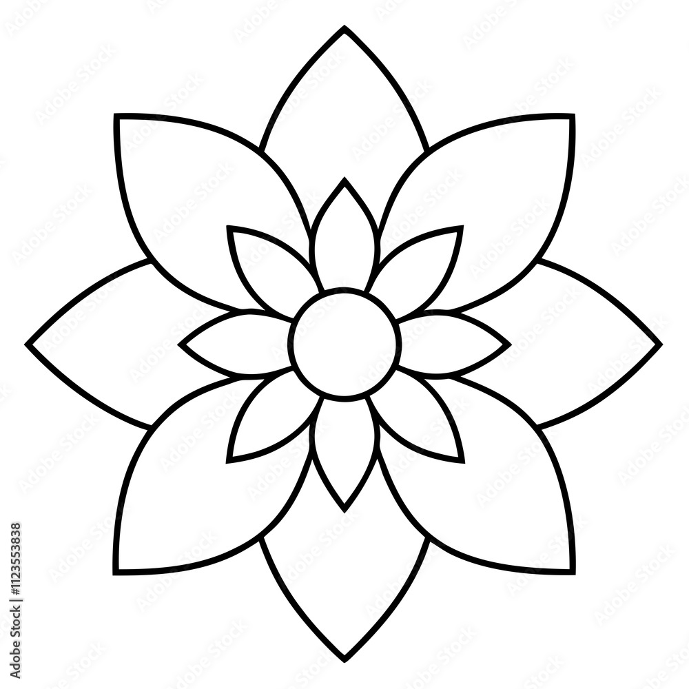 Obraz premium Floral mandala flat design silhouette clipart illustration, Mandala outline various style vector art design isolated, vector illustration design