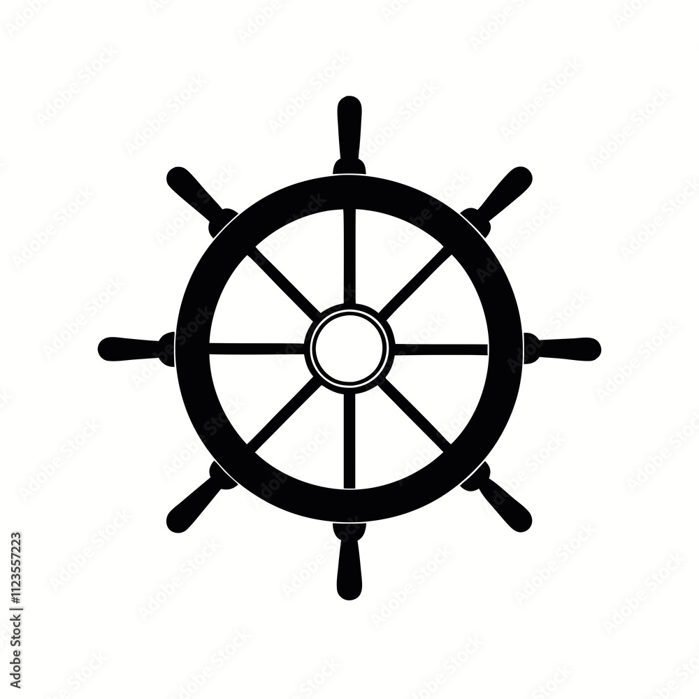 Obraz premium Steering wheel silhouette clipart illustration, Ship wheel vector art design isolated, vector illustration design