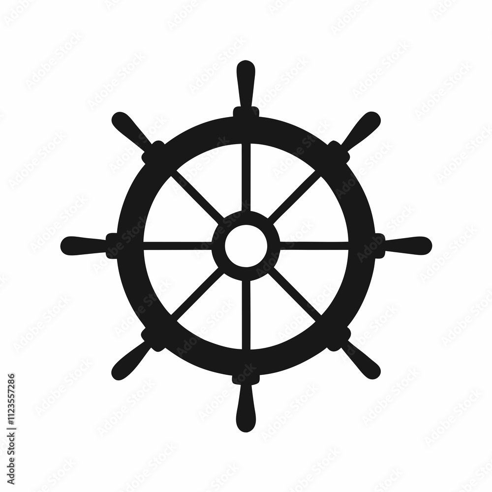 Fototapeta premium Steering wheel silhouette clipart illustration, Ship wheel vector art design isolated, vector illustration design