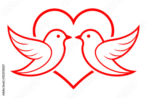 Romantic Love Birds Vector Art.