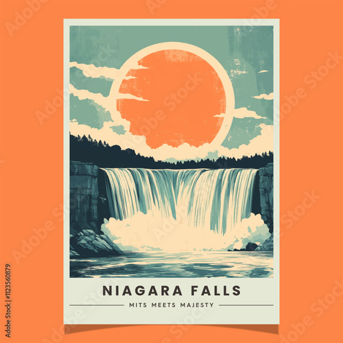 Niagara Falls Retro Travel Style Poster Vector Illustration
