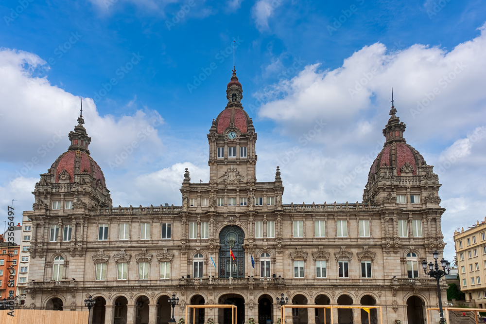 Obraz premium A Coruña is a port city located on a promontory in the region of Galicia (northwestern Spain). It is known for its Roman lighthouse, the Tower of Hercules