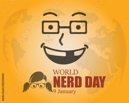 world nerd day vector. 9 January. world nerd day poster, banner, card. Holiday concept. Vector 