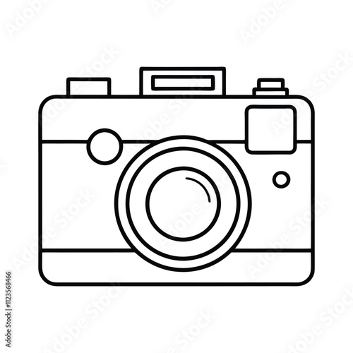 DSLR Camera with Lens Vector - Minimalist Line Art Illustration for Photography and Tech Designs photo