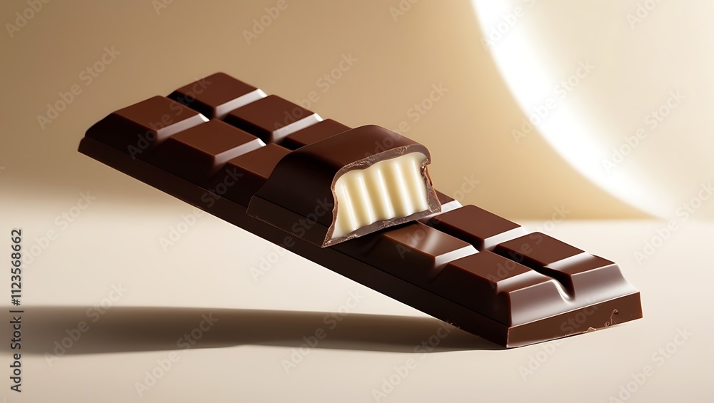 Obraz premium Dark Chocolate Bar With Creamy White Filling Center