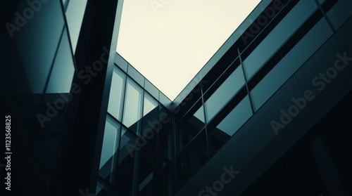 Modern architecture showcases sleek lines and glass panels in urban setting