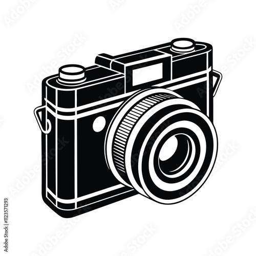 DSLR Camera with Lens Vector - Minimalist Line Art Illustration for Photography and Tech Designs photo