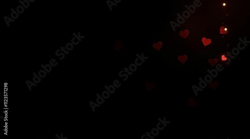 Magical display of floating hearts creating a romantic atmosphere in the evening