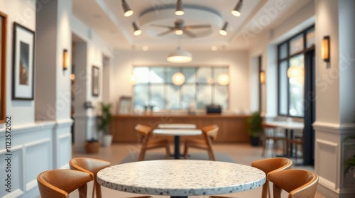 Stylish cafe interior with modern design and inviting atmosphere in the daytime