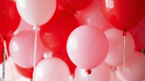 Colorful balloons in shades of red and pink for a festive celebration setup
