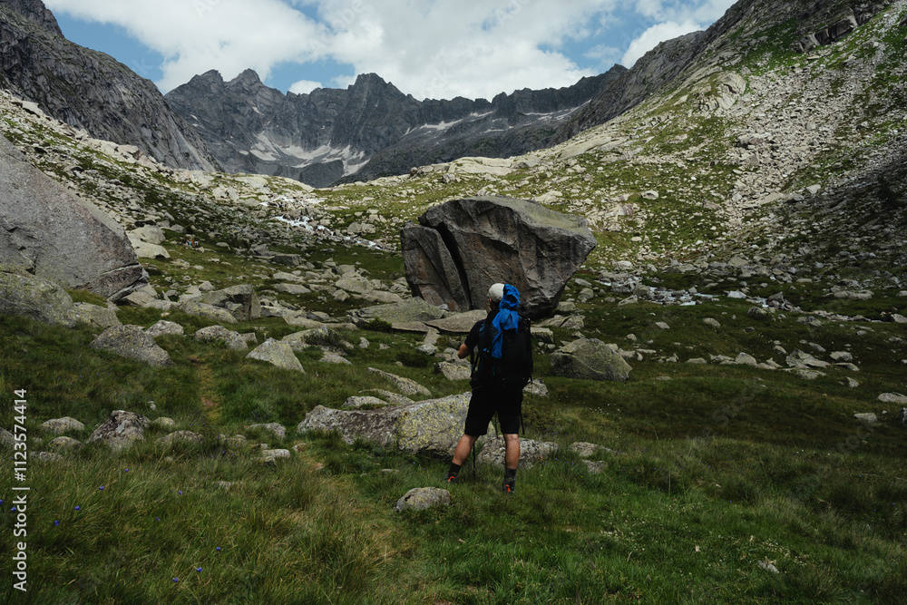 Fototapeta premium Mountain landscape in the Adamè valley, in the Northern Italy, during a sunny summer day