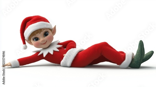 Cute Christmas elf on white background