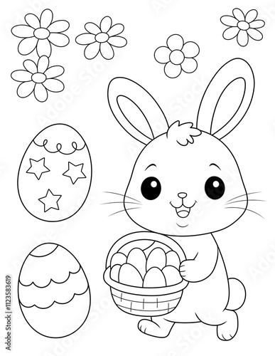 easter bunny easy coloring page. ready to print on standard 8.5x11 inch paper.