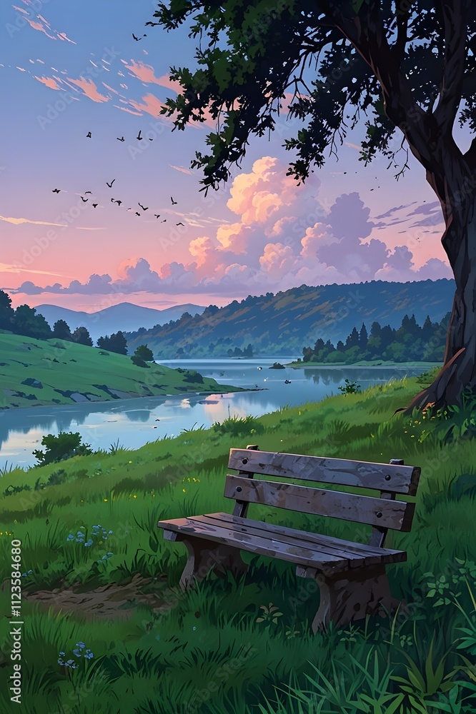 Obraz premium sunset on the lake