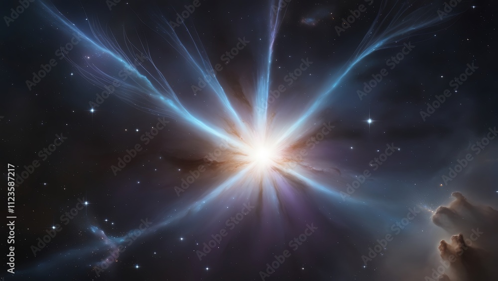 Fototapeta premium Celestial Radiance A Bright Star In Deep Space