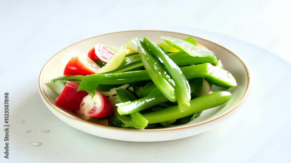 Fresh salad assembly with crisp vegetables and cherry tomatoes Fresh salad assembly with crisp vegetables and cherry tomatoes