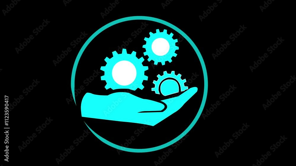 Hand Drawn Animated Configuration Icon in Continuous hand setting icon ...