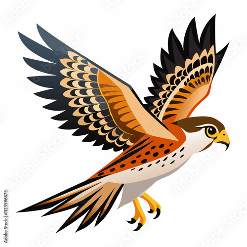 a-kestrel-bird-flying-in-the-sky vector illustration photo