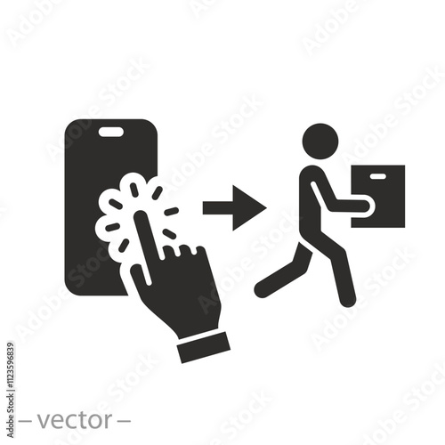 receive order in pick up point, click buy and collect order, icon, delivery services steps, online store flat vector illustration