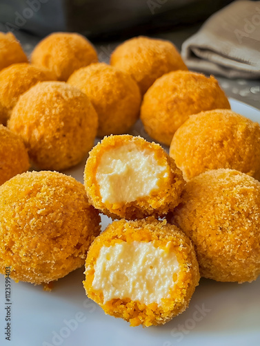 Easy No-Bake Pumpkin Cheesecake Balls | Amateur, Real picture, clean composition, Realistic, Tasty, Yummy, elegant, mouth-watering, indulgent, gourmet