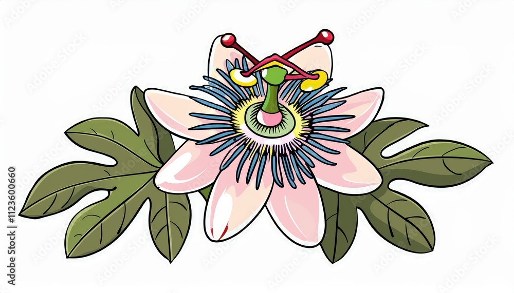Obraz premium Vibrant passion flower illustration nature botanical art colorful environment artistic viewpoint floral concept