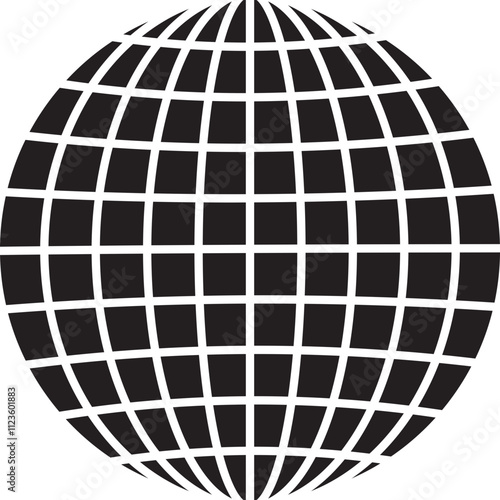 World glob icon World planet earth black flat line vector  isolated on transparent background. Globes with world maps symbol. Silhouette of the Geographical globe with meridians web.