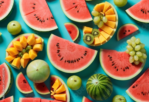 Watermelon slices with fruits