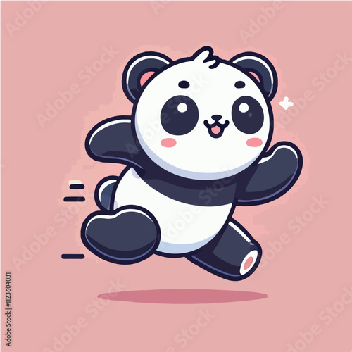 Vector cute panda character running, suitable for flyer, clothing, packaging and wallpaper design photo