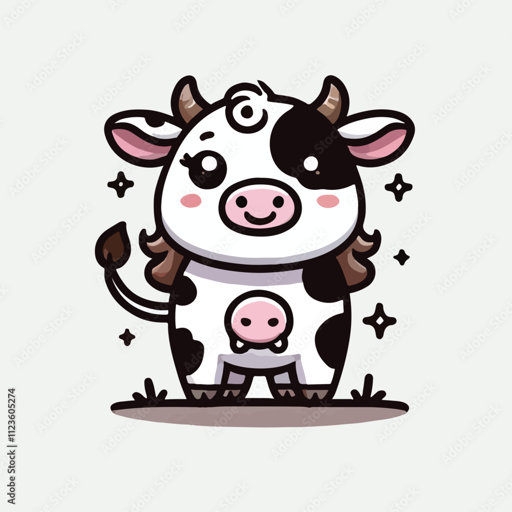 Obraz premium Vector cow facing front