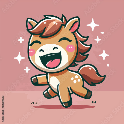 Vector pony horse laughing and cheerful