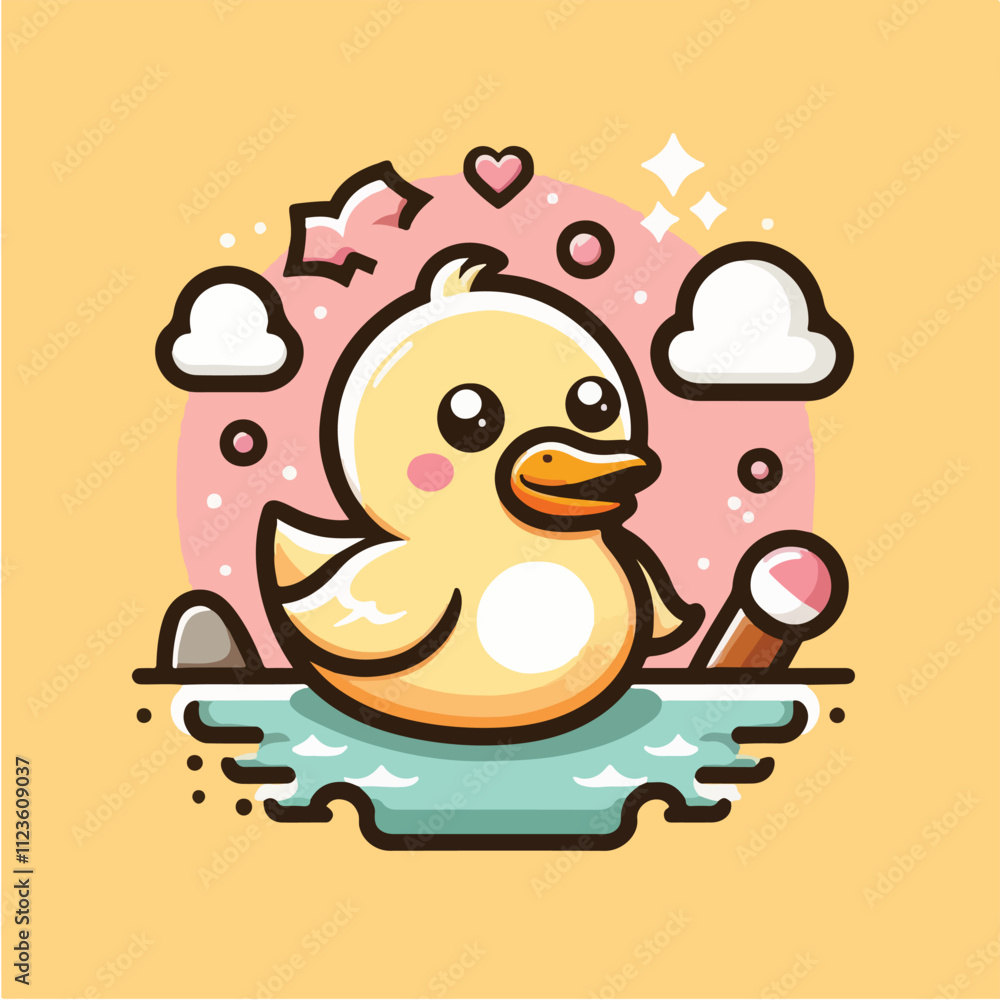 Vector character of laughing and cheerful duck Vector character of laughing and cheerful duck