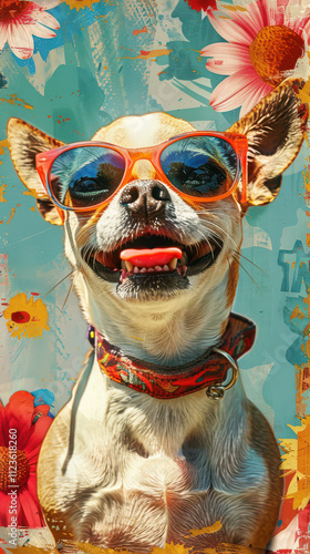 Obraz na płótnie Retro Dog Groove Vibes w salonie