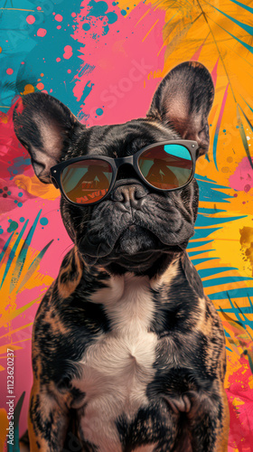 Obraz na płótnie Retro Dog Groove Vibes w salonie