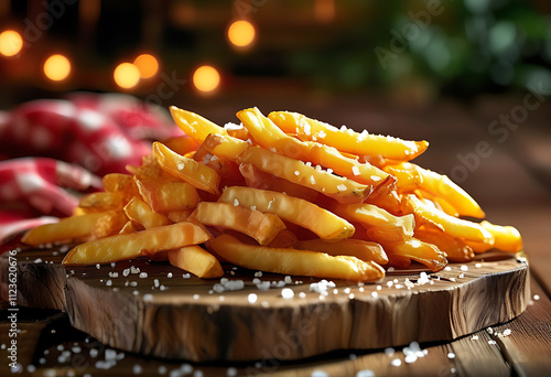 french fries with ketchup and mustard photo