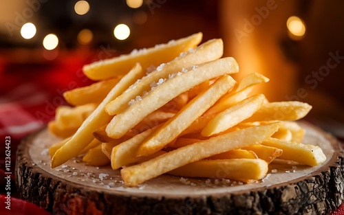 french fries with ketchup and mustard photo