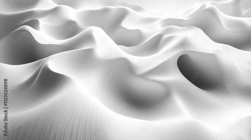 Obraz premium Abstract grayscale undulating landscape.