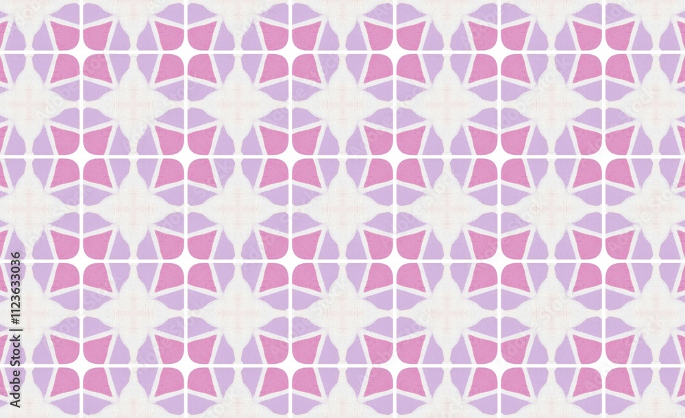 Repeating Geometric Tile Pattern in Pink and Lavender