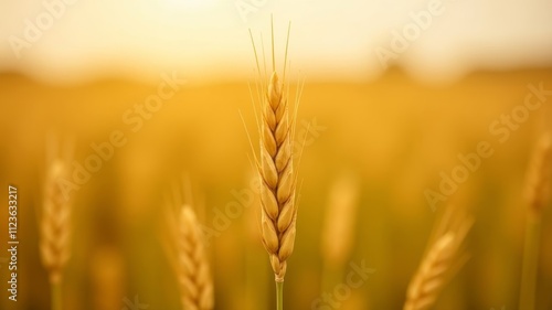 agricultural field with triticale ears before ripening and harvesting, close-up photo