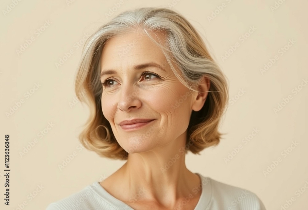 Half-length portrait of a woman with a calm expression Half-length portrait of a woman with a calm expression