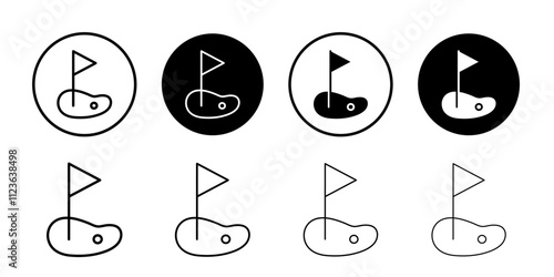 golf flag and ball icon logo sign set vector outline