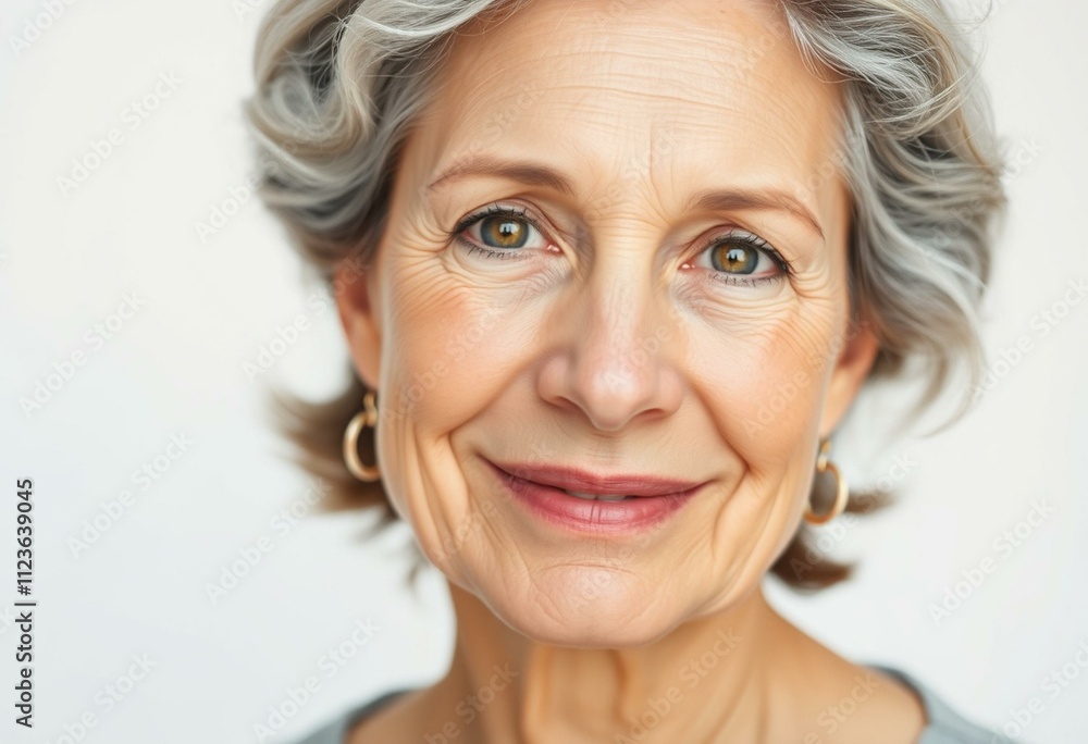 Naklejka premium Half-length portrait of a middle-aged woman with a gentle smile