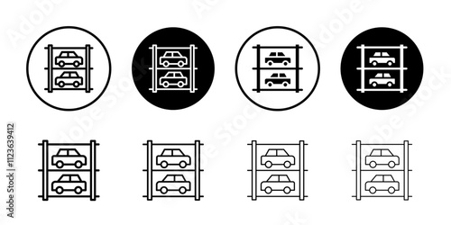 Multi Storey Parking icon logo sign set vector outline