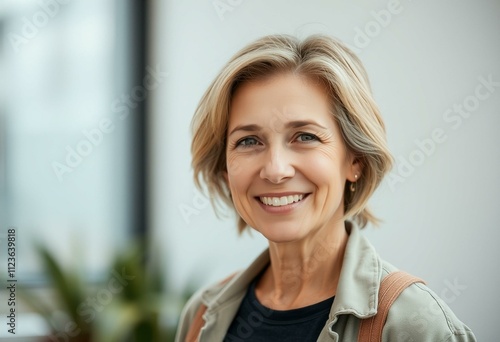 A serene half-length portrait of a woman